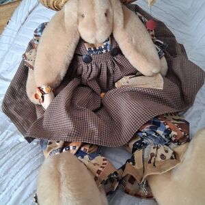 BECCA Plush Patchwork Bunny in Beige and Brown